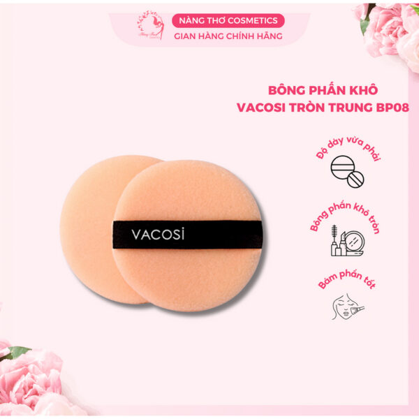 Bông phấn khô tròn trung VACOSI MEDIUM ROUND PUFF- BP08