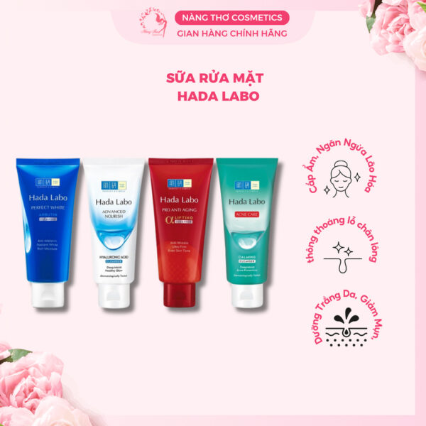 Sữa Rửa Mặt Hada Labo Advanced Nourish / Perfect White / Acne Care / Pro Anti Aging Cleanser 80g ( Hàng Công Ty )