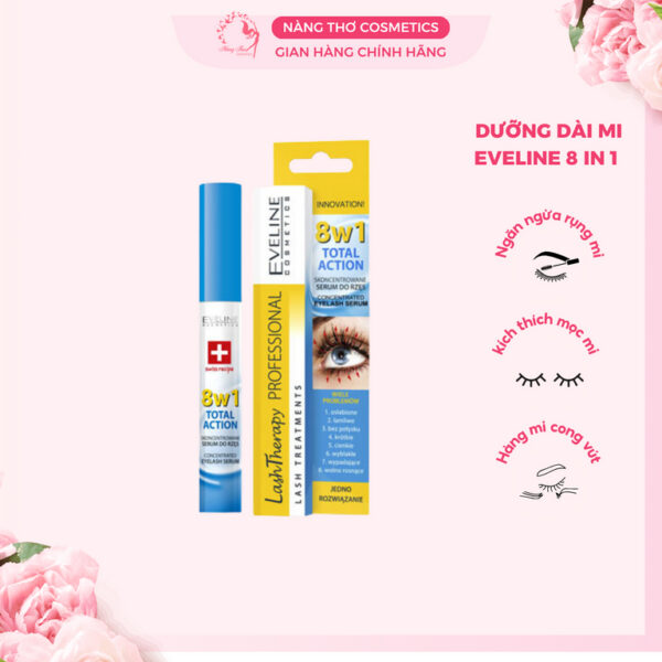 Dưỡng Dài Dày Mi Eveline 8 in 1 Total Action Lash Therapy Cây 10ml