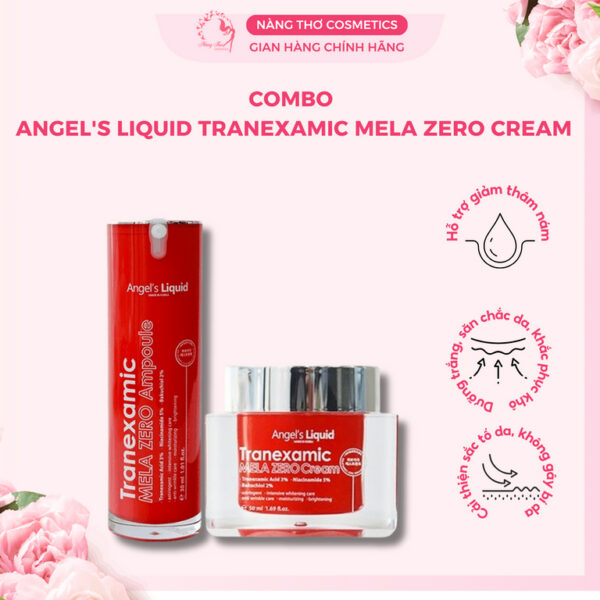 Tinh chất/ Kem dưỡng mờ thâm nám Angel's Liquid Tranexamic Mela Zero Ampoule 30ml / Cream 50ml