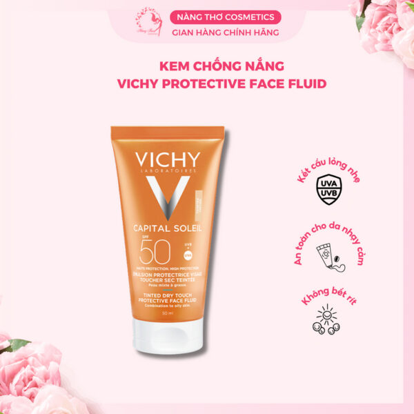 Kem Chống Nắng Capital Soleil Vichy Thoáng Nhẹ Không Bóng Dầu SPF 50 50ml