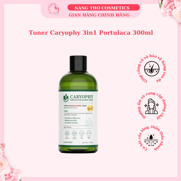 Toner Caryophy 3in1 Portulaca Cấp Ẩm  Dịu Nhẹ Hàn Quốc 300ml