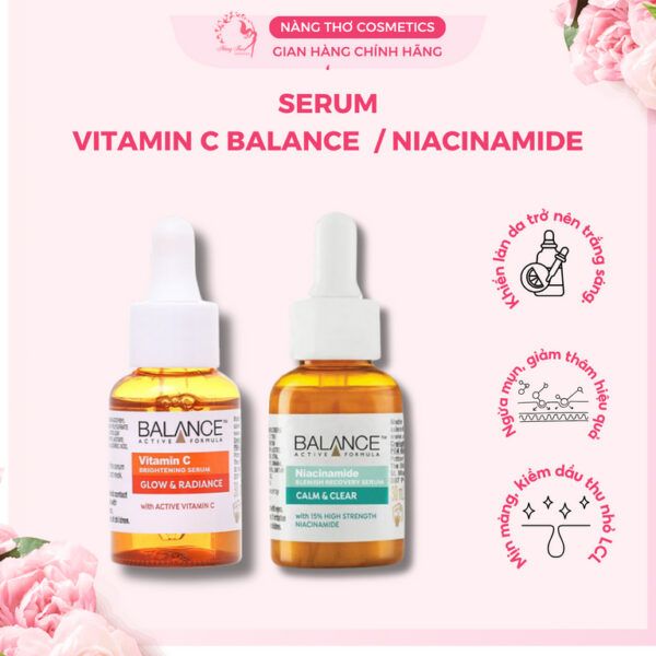 Combo serum ngừa mụn, giảm thâm và làm sáng da Balance Vitamin C và Niacinamide Serum 30mL
