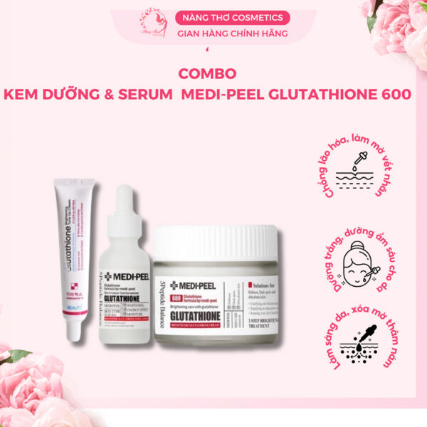 Combo dưỡng trắng Medi Peel serum Kem Dưỡng trắng da Glutathione 600 Hàn Quốc