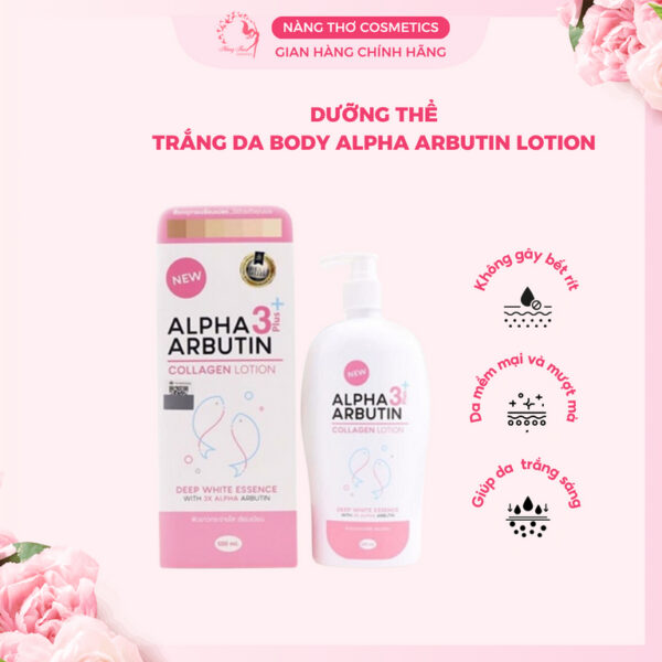Dưỡng Thể Trắng Da Alpha Arbutin Collagen Lotion 3 Plus Thái Lan 500ml