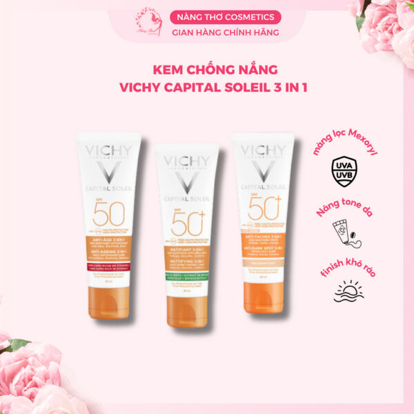 Kem Chống Nắng Kiềm Dầu Vichy Capital Soleil 3 in 1 SPF50+ 50ml