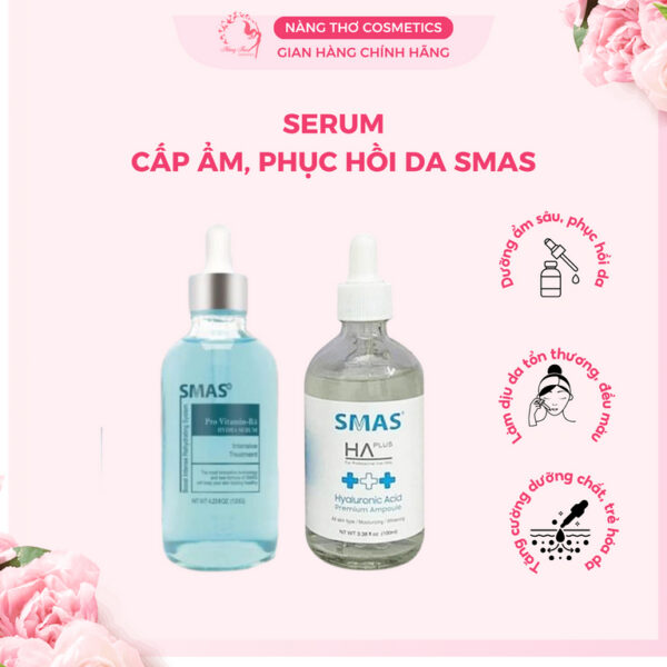Serum cấp ẩm và phục hồi Smas HA Plus Hyaluronic Acid 100ml / Vitamin B5 Hydra Serum 120g