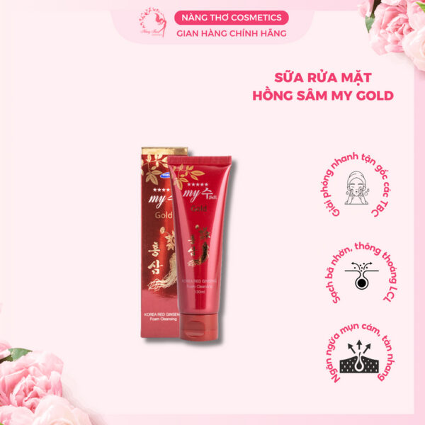 Sữa Rửa Mặt Hồng Sâm My Gold Hàn Quốc 130ml