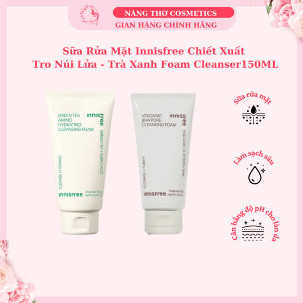 Sữa Rửa Mặt Chiết Xuất Từ Trà Xanh và Tro Núi Lửa INNISFREE Foam Cleanser 150ML