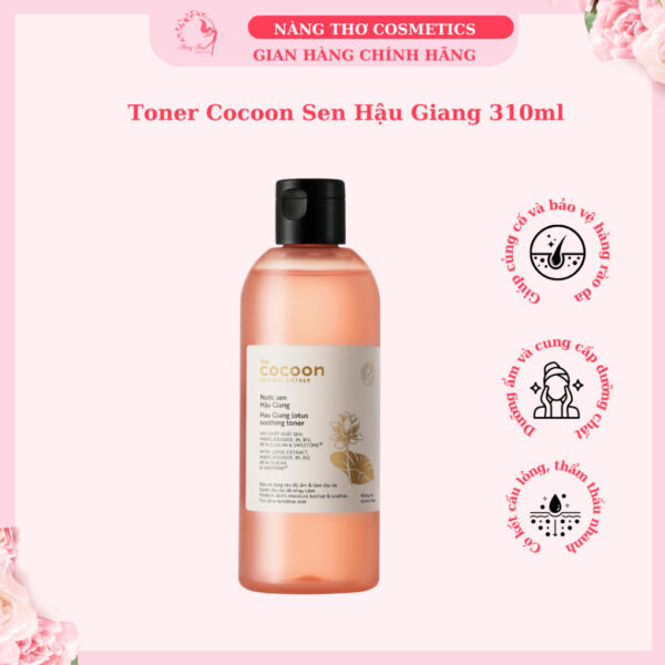 Nước cân bằng Cocoon Sen Hậu Giang làm dịu da nhạy cảm chai 310ml