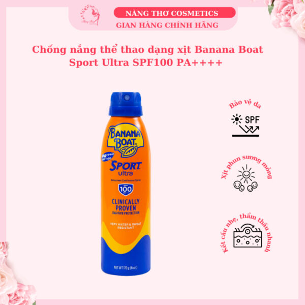 Chống nắng thể thao dạng xịt Banana Boat Sport Ultra SPF100 PA++++