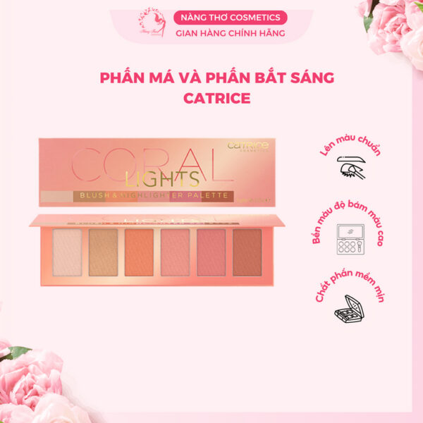 Bảng phấn má và phấn bắt sáng Coral Lights Blush & Highlighter Palette