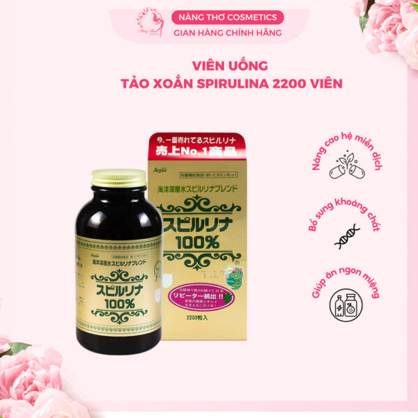 Viên uống tảo xoắn - tảo vàng Spirulina Japan Algae 2200 viên