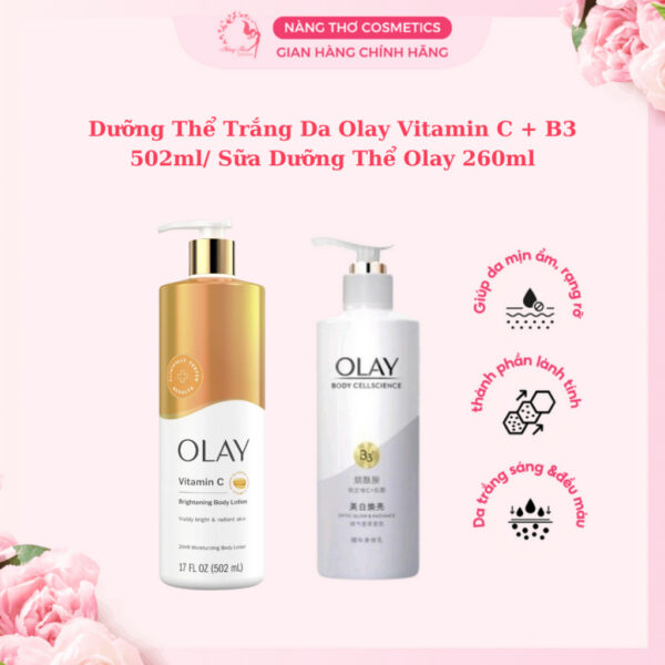 Dưỡng Thể Trắng Da Olay Vitamin C + B3 502ml/ Sữa Dưỡng Thể Olay 260ml