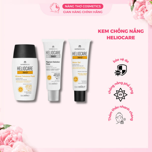 Kem chống nắng Heliocare Water Gel, Mineral, Pigment, PF 50 50ml