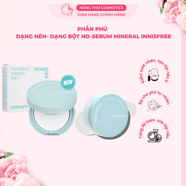 Phấn Phủ  Dạng nén- Dạng Bột No-Sebum Mineral Innisfree