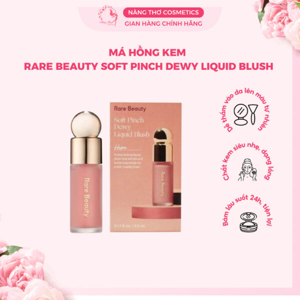 Má Hồng Kem Rare Beauty Soft Pinch Dewy Liquid Blush - Màu Hope Mini Size 3.2ml