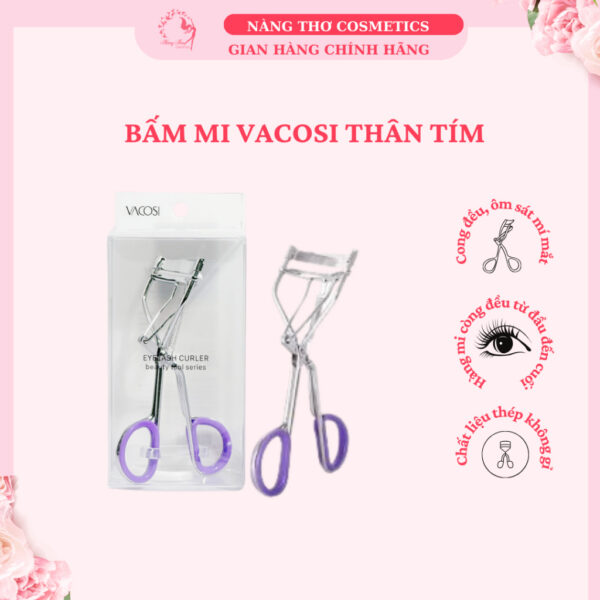 Bấm Mi Classic Lò Xo Cán Tím BM01 Vacosi Classic Lash Curler