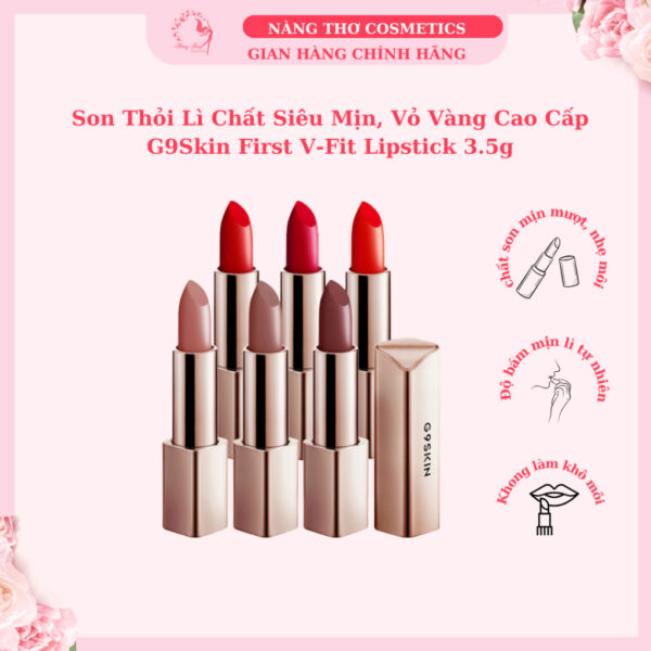 Son Thỏi Lì Chất Siêu Mịn, Vỏ Vàng Cao Cấp G9Skin First V-Fit Lipstick 3.5g