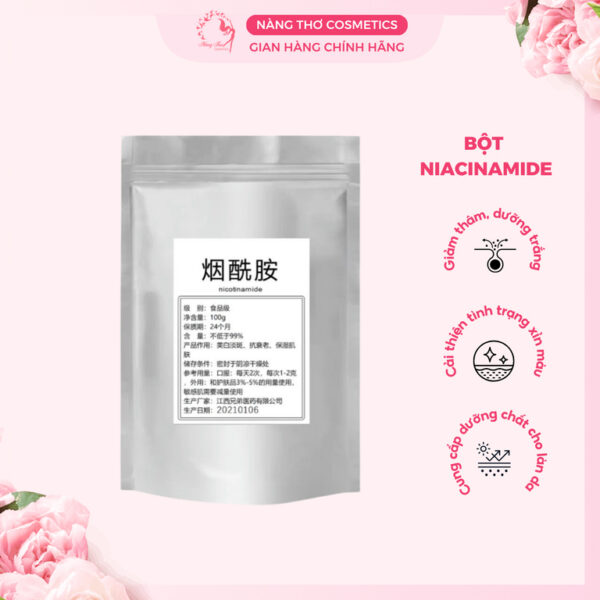 Bột tinh chất Niacinamide Vitamin B3 dưỡng trắng và làm sáng da 200g