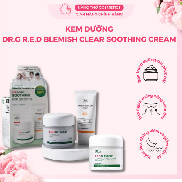 Set Kem Dưỡng Dr.G R.e.d Clear Soothing Cream 70ml + Kem Chống Nắng Dr.G Brightening Up 20ml