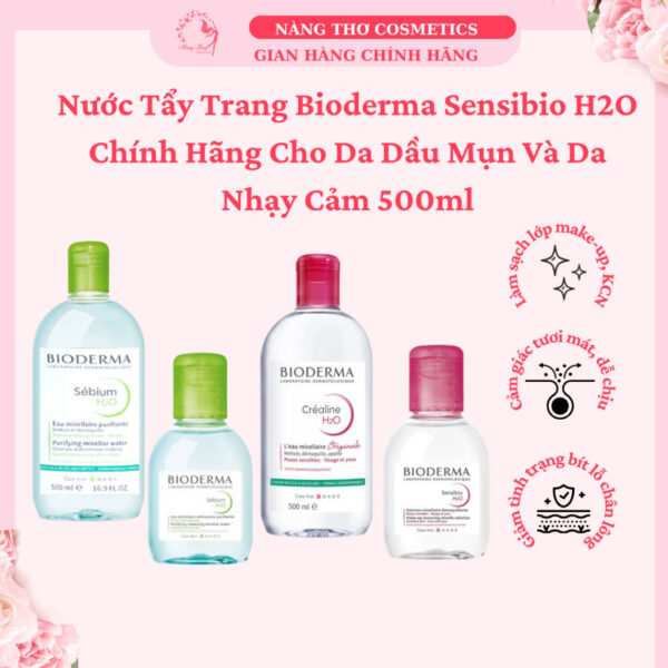 Nước Tẩy Trang Bioderma Sensibio H2O Chính Hãng Cho Da Dầu Mụn Và Da Nhạy Cảm 100ML - 500ML