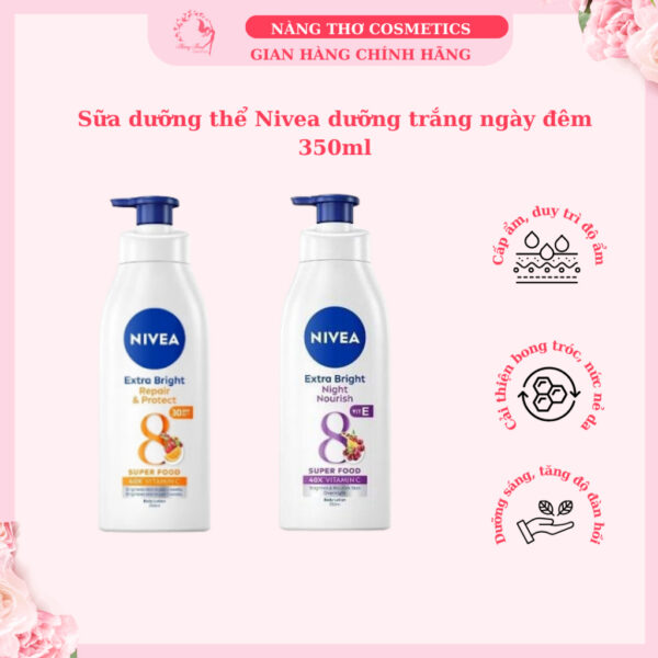 Sữa dưỡng thể Nivea dưỡng trắng ngày đêm 350ml