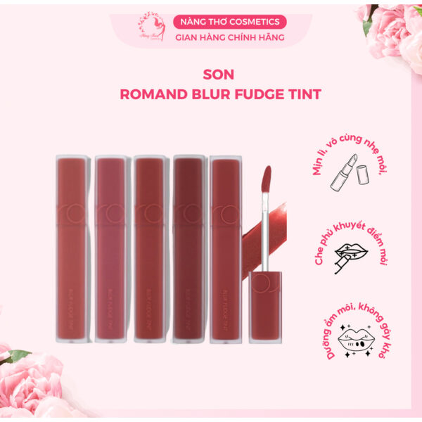 Son kem lì, cho đôi môi mịn mượt Hàn Quốc Romand Blur Fudge Tint 5g